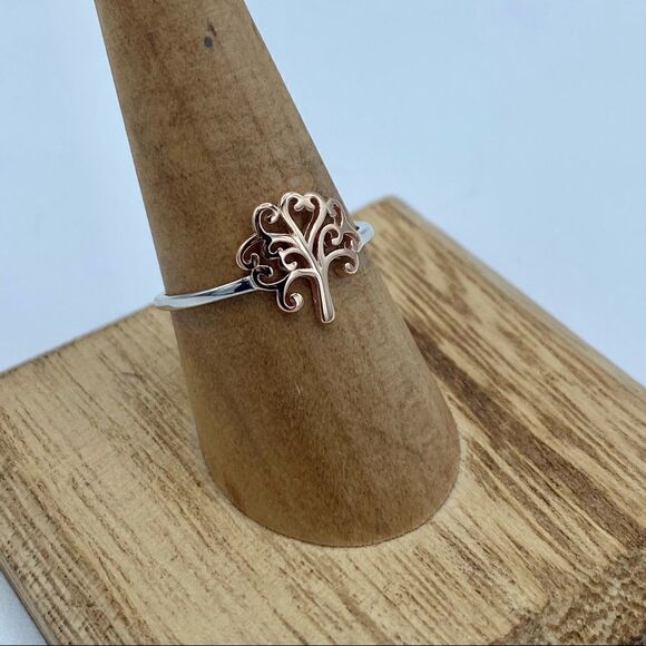 Tree Of Life Two-Tone Sterling Silver Ring Size 6,7,8 - Picture 3 of 7